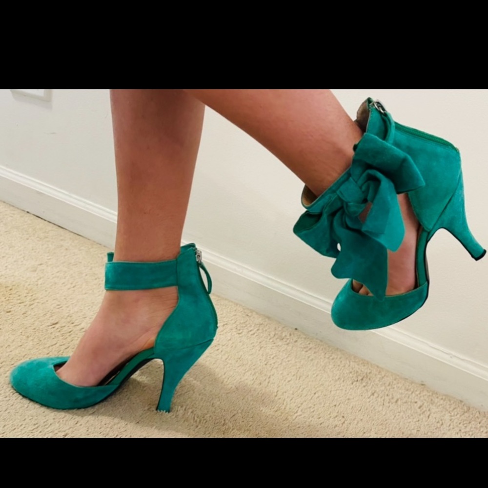 New Mojo Mody Turquoise Real Leather Comfortable Heels